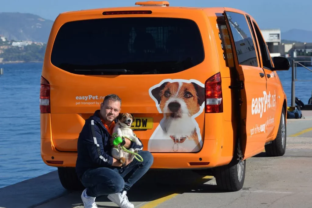 easyPet.net vehicle parked with handler